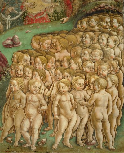 Allegorie van mei: Triomf van Apollo (Mese di Maggio: Trionfo di Apollo), 1469 - 1470, 15e eeuw, fresco door Francesco del Cossa